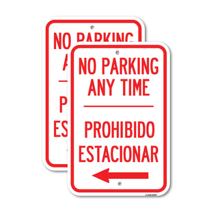 No Parking Anytime Prohibido Estacionar (With Left Arrow)