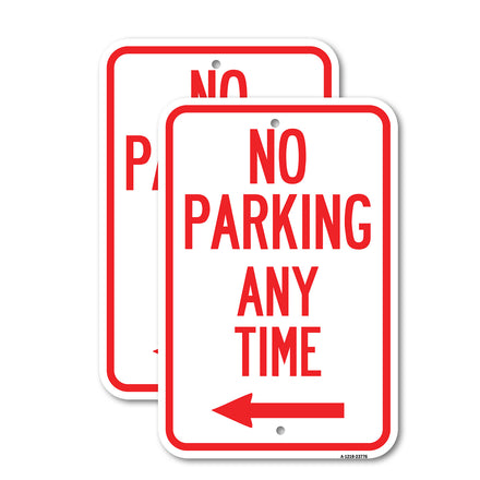 No Parking Anytime with Left Arrow