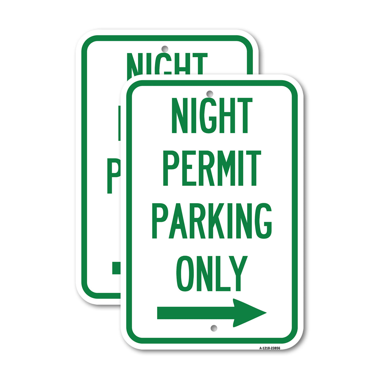 Night Permit Parking Only (With Right Arrow)