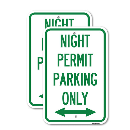 Night Permit Parking Only (With Bi-Directional Arrow)