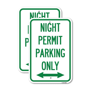 Night Permit Parking Only (With Bi-Directional Arrow)