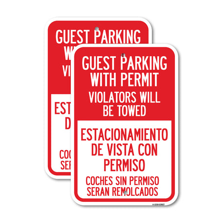 Guest Parking with Permit Violators Will Be Towed Estacionamento De Visita Con Permiso Coches Sin Permiso Seran Remolcadoa