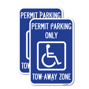 Georgia ADA Handicapped Parking Sign Accessible Permit Parking Only, Tow-Away Zone with Symbol