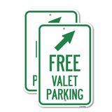 Free Valet Parking with Upper Right Arrow
