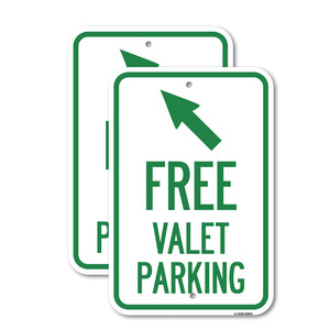 Free Valet Parking with Upper Left Arrow