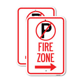 Fire Zone (No Parking Symbol and Right Arrow)