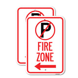 Fire Zone (No Parking Symbol and Left Arrow)