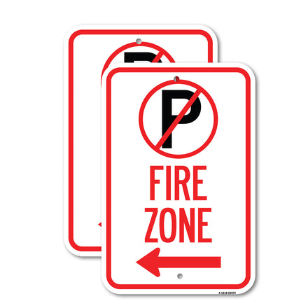 Fire Zone (No Parking Symbol and Left Arrow)