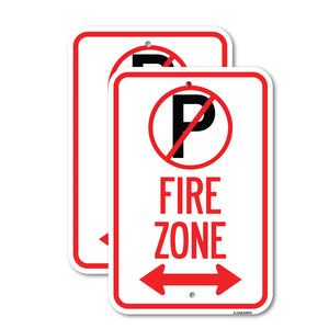 Fire Zone (No Parking Symbol and Arrow Pointing Left and Right)