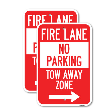 Fire Lane, Tow-Away Zone with Right Arrow