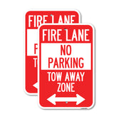 Fire Lane, Tow-Away Zone with Bidirectional Arrow