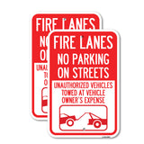 Fire Lanes, No Parking on Streets, Unauthorized Vehicles Towed at Owner Expense with Graphic
