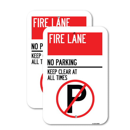 Fire Lane - No Parking, Keep Clear at All Times (With No Parking Symbol)