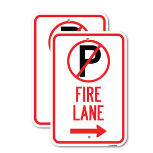 Fire Lane (No Parking Symbol and Right Arrow)