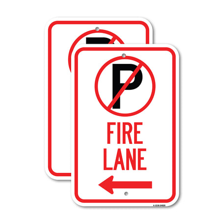 Fire Lane (No Parking Symbol and Left Arrow)