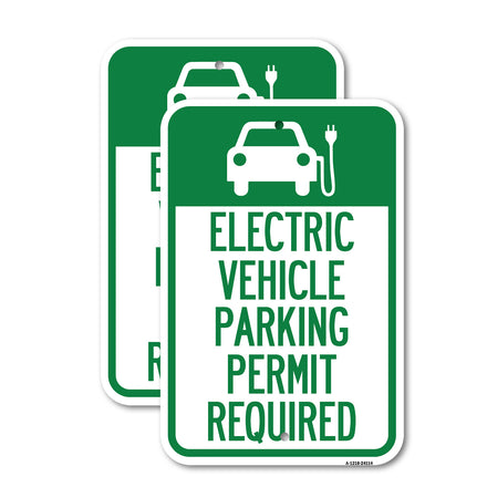 Electric Vehicle Parking Permit Required (With Electric Car Graphic)