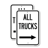 Driveway Sign All Trucks with Right Arrow