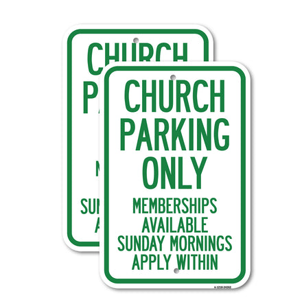 Church Parking Only, Memberships Available Sunday Mornings, Apply Within