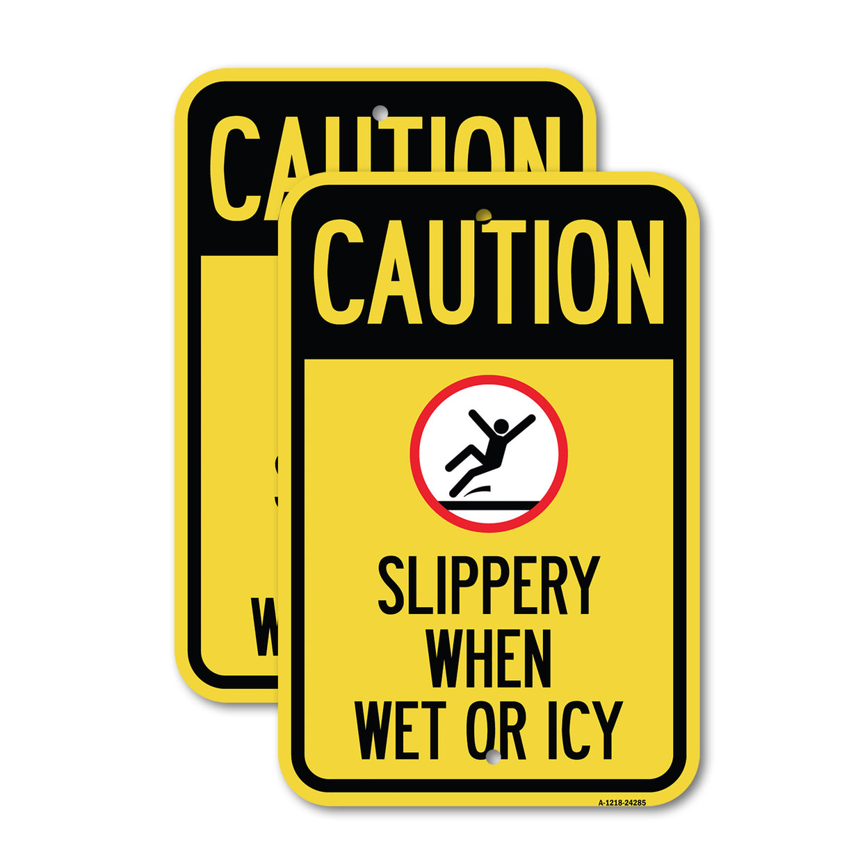 Caution - Slippery When Wet or Icy (With Graphic)