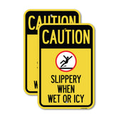 Caution - Slippery When Wet or Icy (With Graphic)