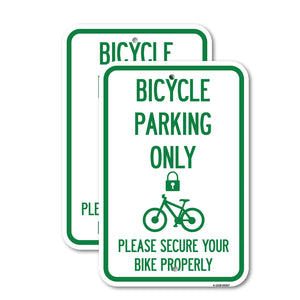 Bicycle Parking Only, Please Secure Your Bike Properly (With Cycle and Lock Symbol)
