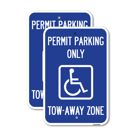 Accessible Permit Parking Only, Tow-Away Zone with Symbol