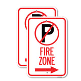 (No Parking Symbol and Right Arrow)