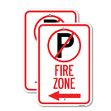 (No Parking Symbol and Left Arrow)