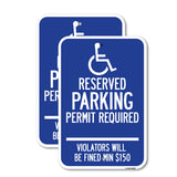 (Modern Isa Symbol) Connecticut Reserved Parking Permit Required Violators Will Be Fined Min $150