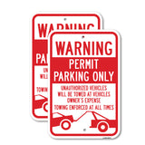 Warning Permit Parking Only Unauthorized Vehicles