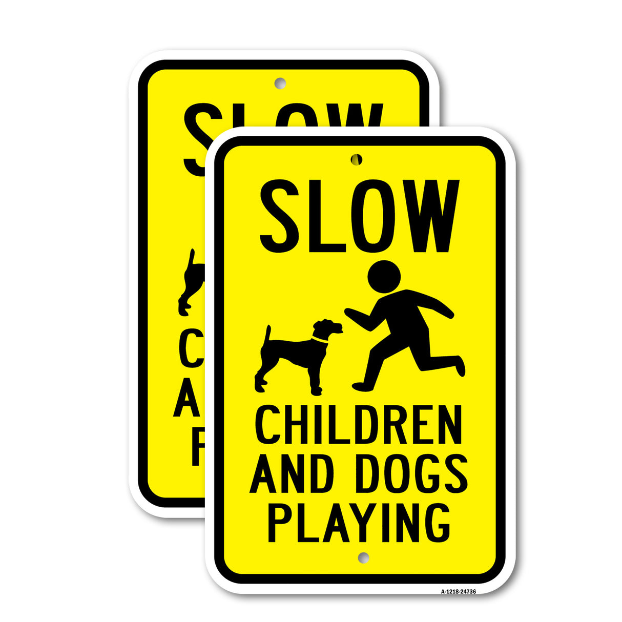 Slow Children And Dogs Playing