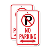 No Parking With '"P" No Parking Symbol & Double Ar