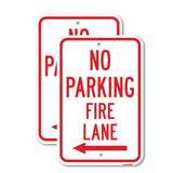 No Parking Fire Lane With Left Arrow