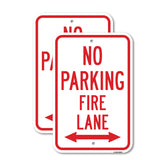 No Parking Fire Lane With Double Arrow