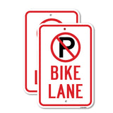 No Parking Bike Lane With '"P" No Parking Symbol