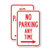 No Parking Any Time With Right Arrow