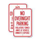 No Overnight Parking Violators Will Be Towed Away