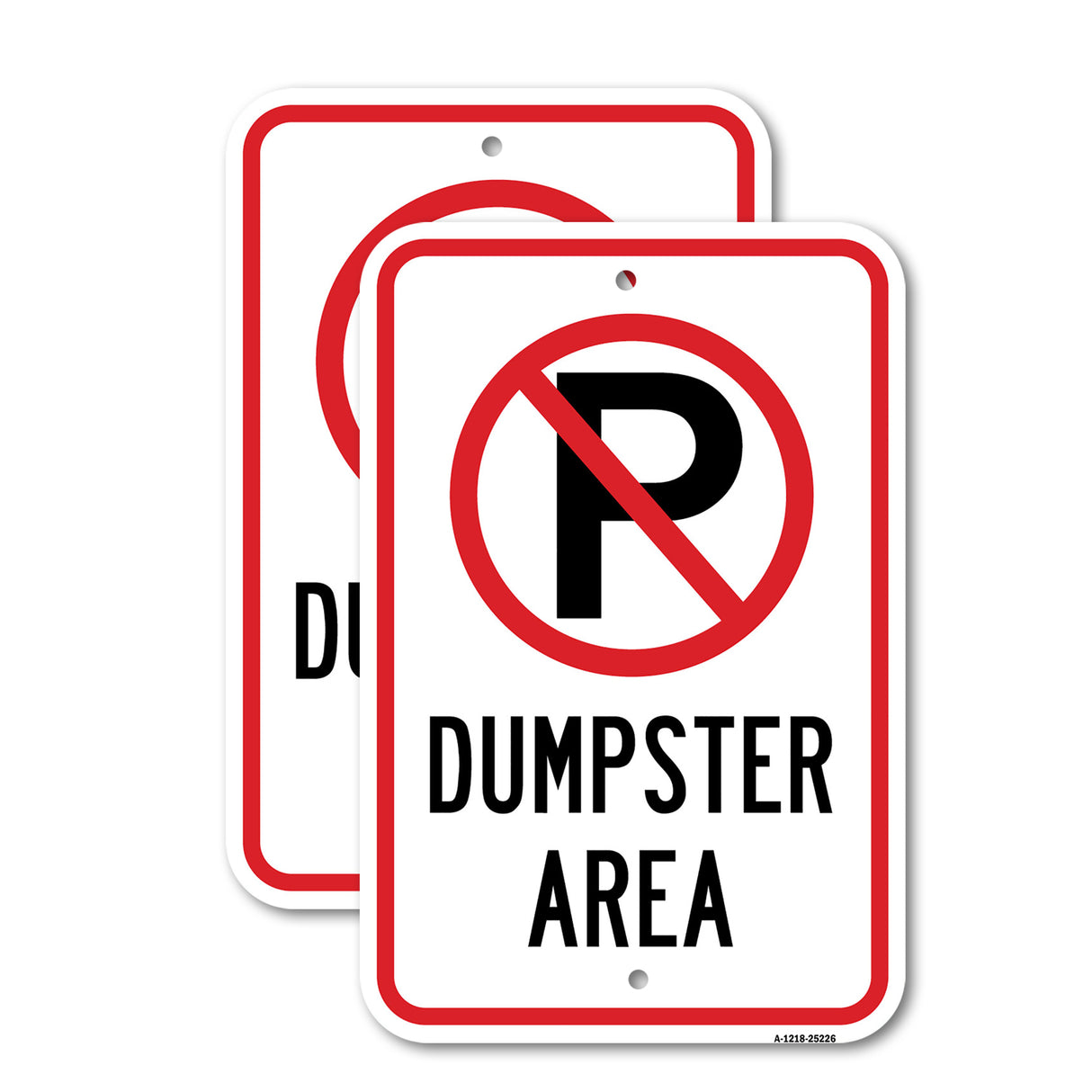 Dumpster Area With '"P" No Parking Symbol