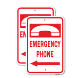 Emergency Phone W/ Left Arrow Sign
