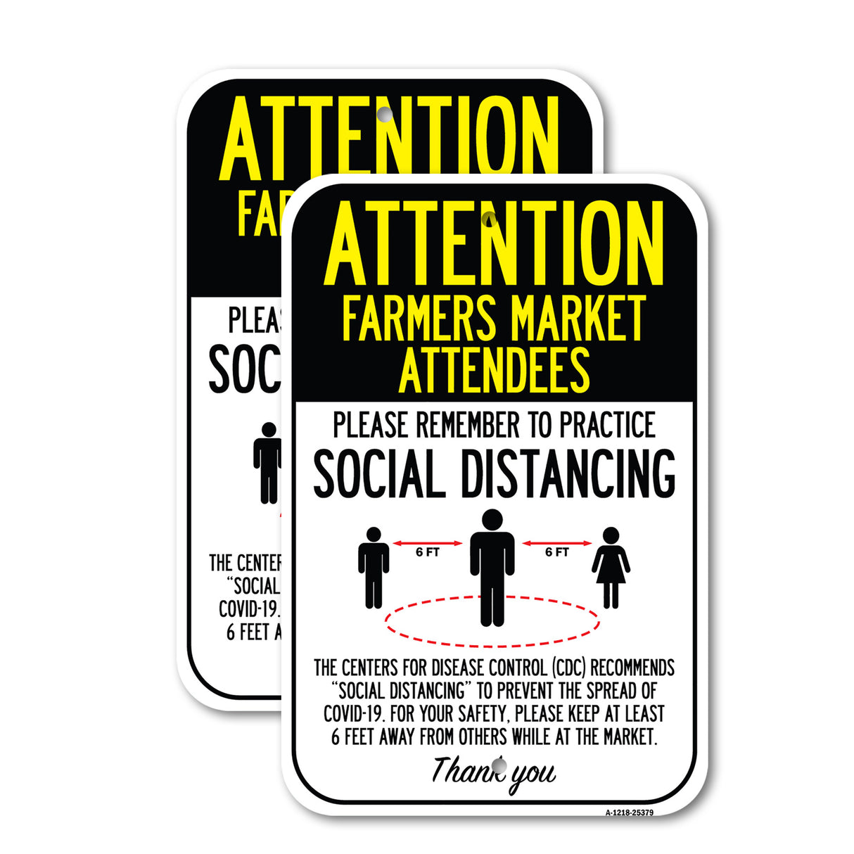 Public Safety Sign - Farmers Market Attendees Practice Social Distancing