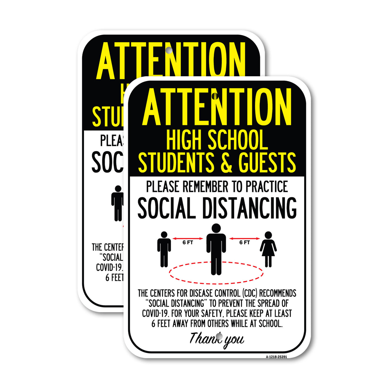 Public Safety Sign - High School Students & Guests Practice Social Distancing