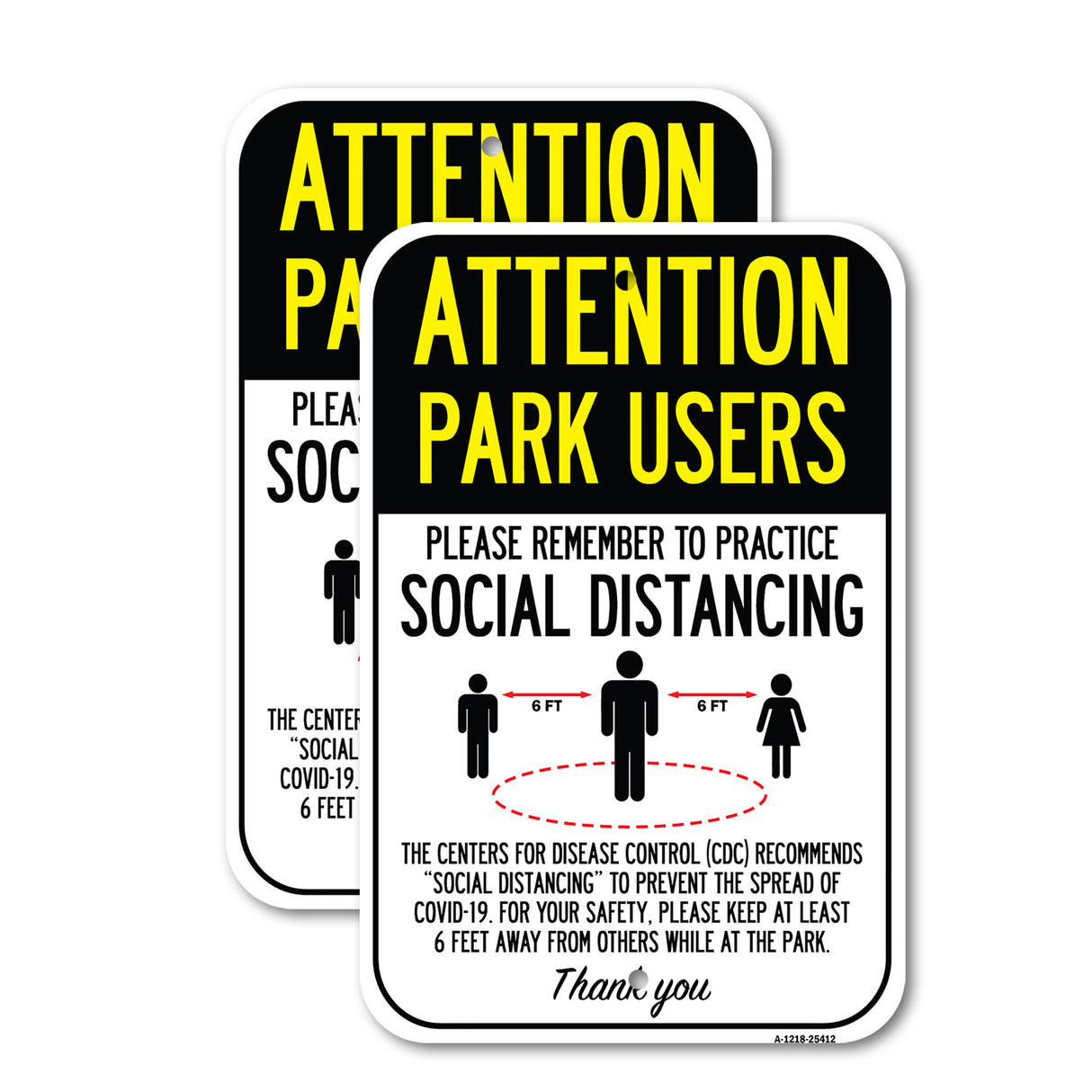 Public Safety Sign - Park Users Practice Social Distancing