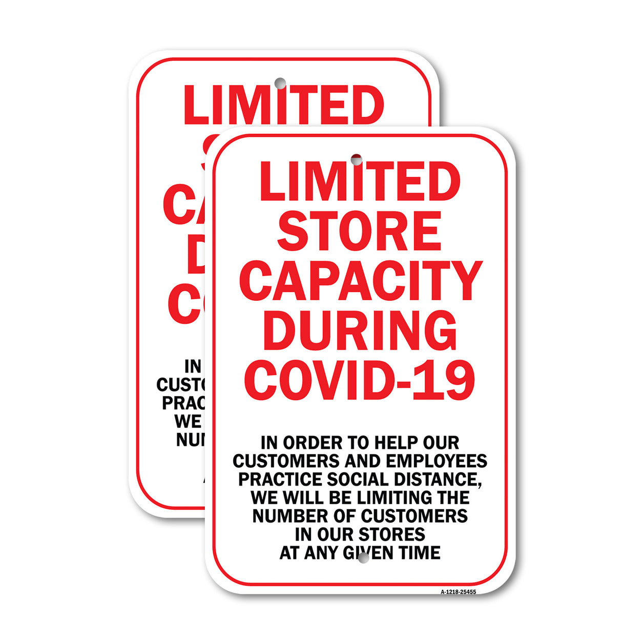 Public Safety Sign - Limited Store Capacity Due To COVID-19