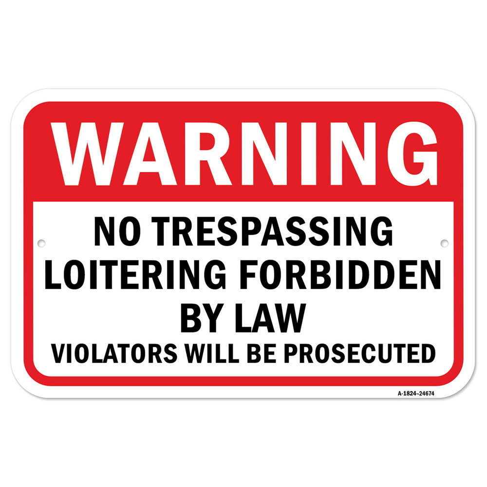 Warning No Trespassing Loitering Forbidden By Law