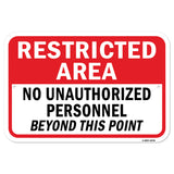 Restricted Area No Unauthorized Personnel Beyond T
