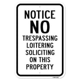 Notice No Trespassing Loitering Soliciting On This