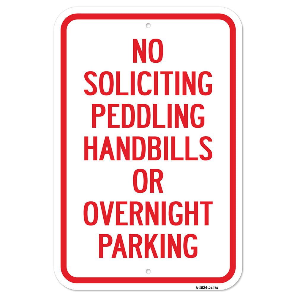 No Soliciting Peddling Handbills Or Overnight Park