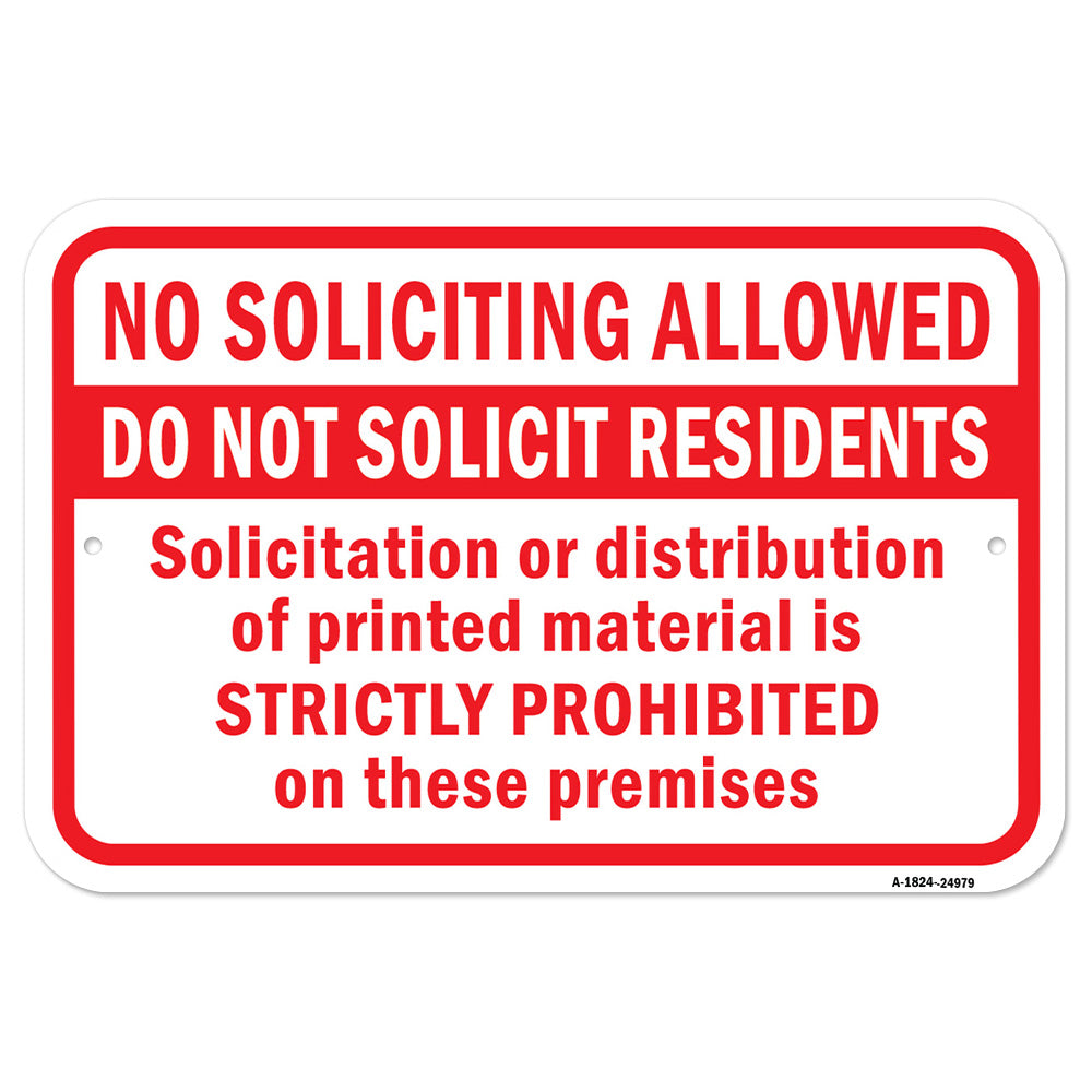 No Soliciting Allowed Do Not Solicit Residents Sol
