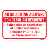 No Soliciting Allowed Do Not Solicit Residents Sol