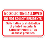 No Soliciting Allowed Do Not Solicit Residents Sol